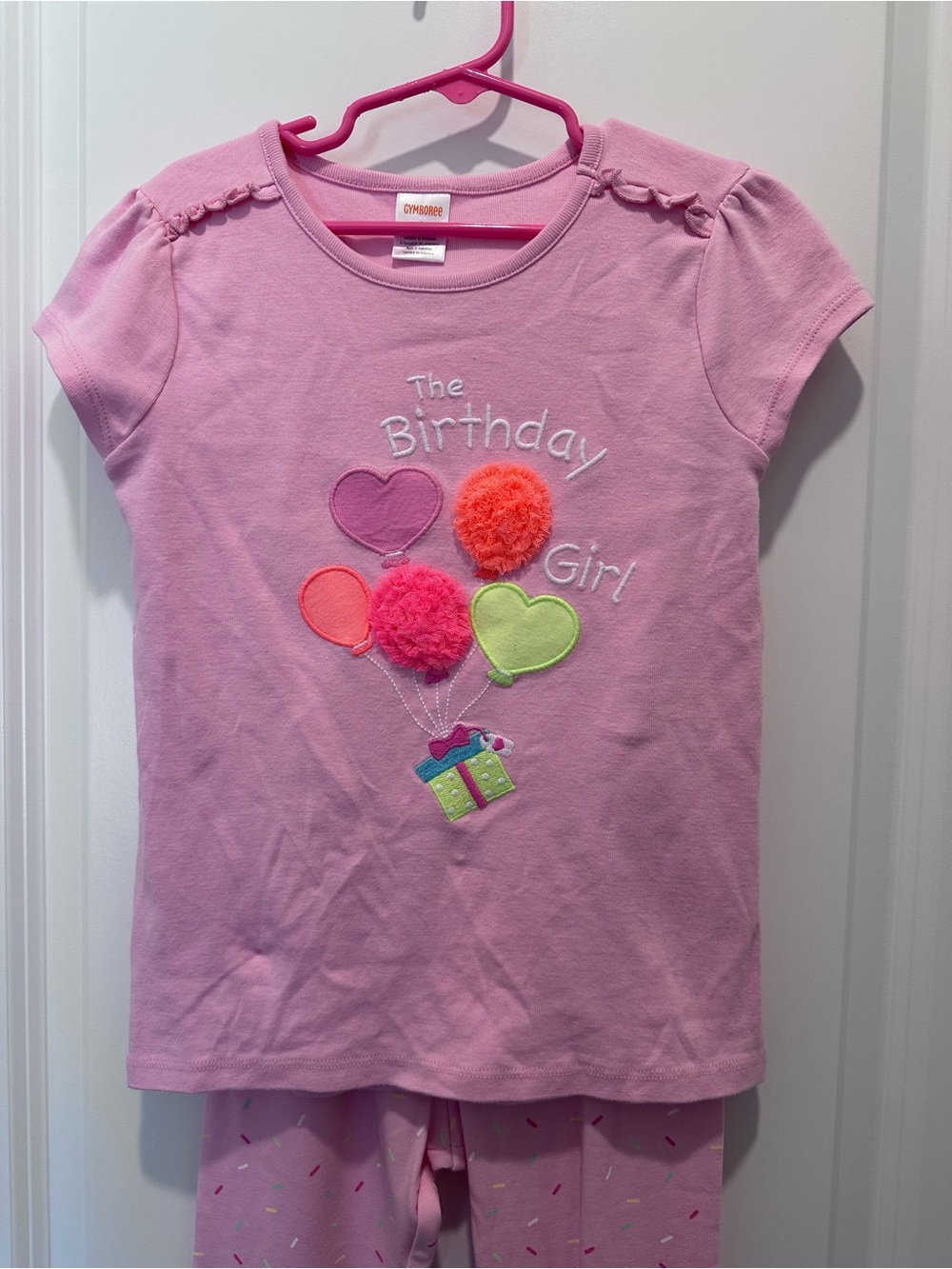 Gymboree Pink 'Birthday Girl' Short Sleeve Tee with Pom-Poms